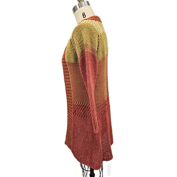 New Handmade Crotchet Cardigan Sweater Girls 5-7 Orange Yellow Duster - Picture 4 of 5